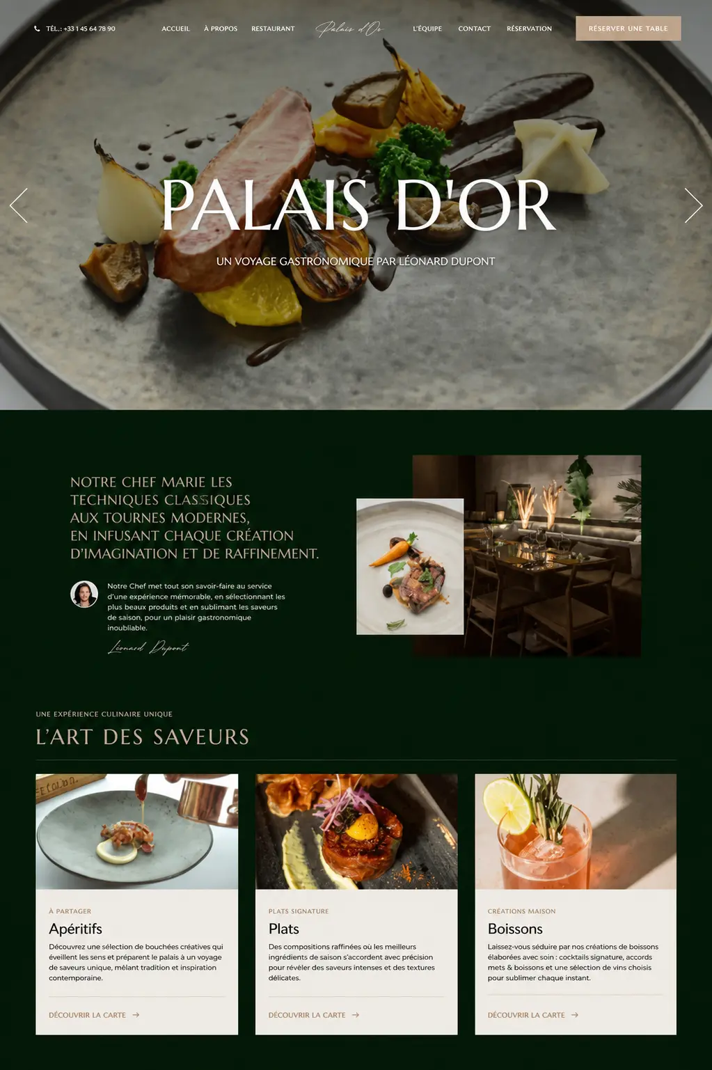 Maquette de site pour restaurant gastronomique réalisée par Atlassli